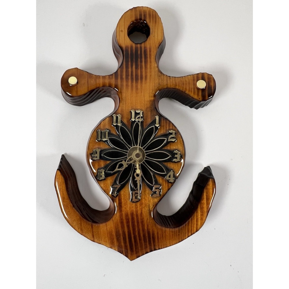 Nautical Theme Wooden Anchor Wall Clock | Handmade Coastal Décor | Pre-Owned